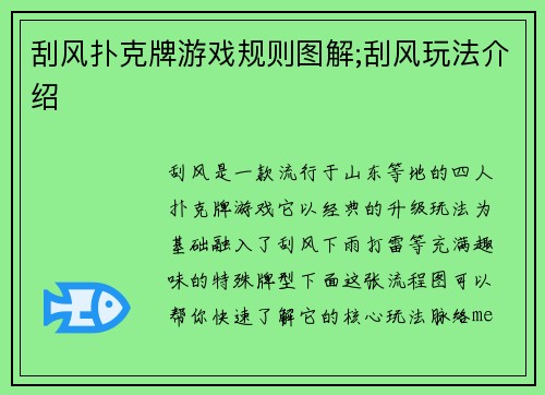 刮风扑克牌游戏规则图解;刮风玩法介绍